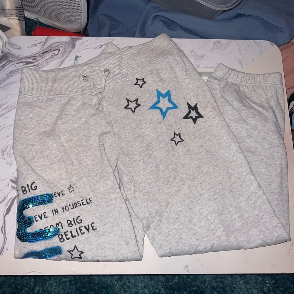 Justice Dream teal glitter sweatpants